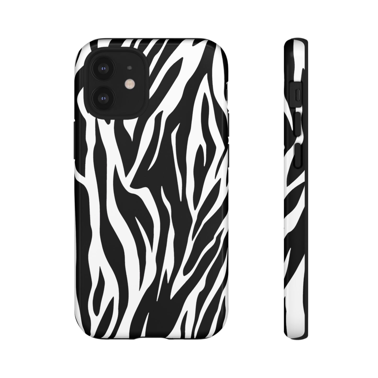 Black White Tiger Print Tough Case Cover for iPhone Samsung and Google phones., Phone Case, JSCHAFFA.com