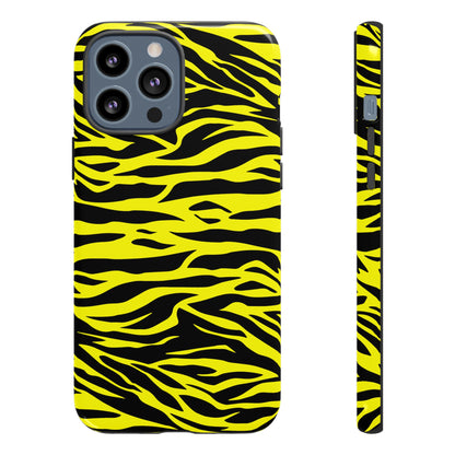 Yellow Cute Wild Tiger Print Pattern Tough Phone Case, Phone Case, JSCHAFFA.com