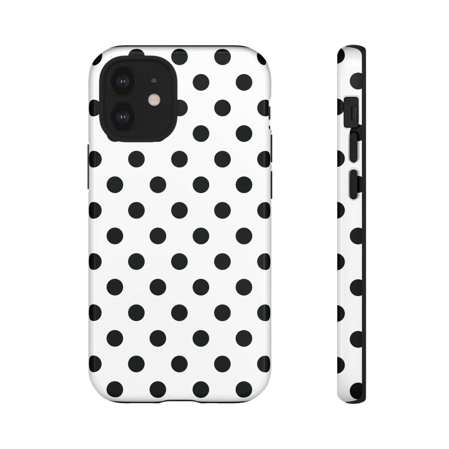 Black & White Polka dot Tough Phone Case for iPhone, Samsung, Google