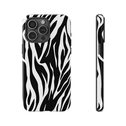 Black White Tiger Print Tough Case Cover for iPhone Samsung and Google phones., Phone Case, JSCHAFFA.com