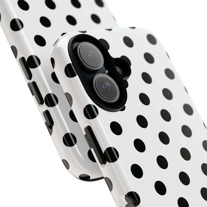 Black & White Polka dot Tough Phone Case for iPhone, Samsung, Google