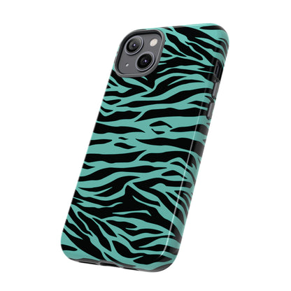 Aqua Cute Wild Tiger Print Pattern Tough Phone Case, Phone Case, JSCHAFFA.com