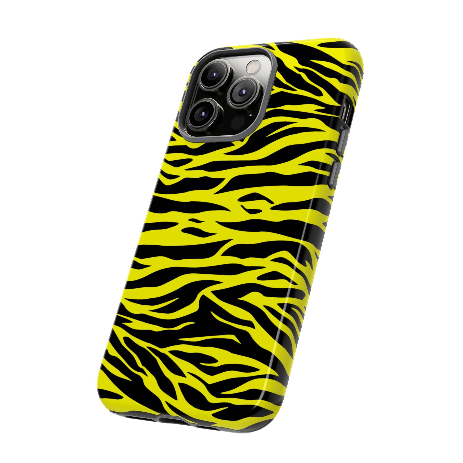 Yellow Cute Wild Tiger Print Pattern Tough Phone Case, Phone Case, JSCHAFFA.com