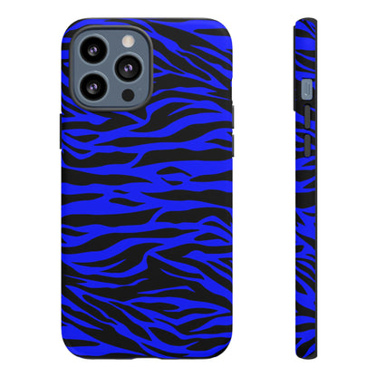 Blue Wild Tiger Print Pattern Tough Phone Case To protect your Phone