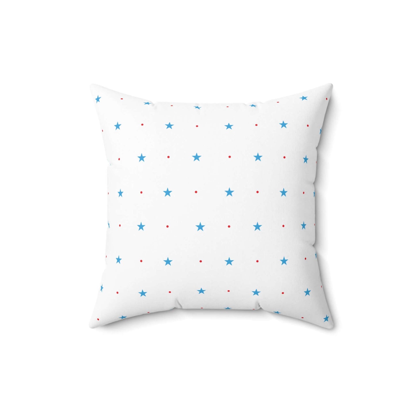 Square Spun Polyester Pillow with Blue Stars and Red Dots Customisable Decorative Throw Pillow in Four Sizes - JSCHAFFA.com