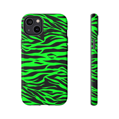 Green Cute Wild Tiger Print Pattern Tough Phone Case, Phone Case, JSCHAFFA.com