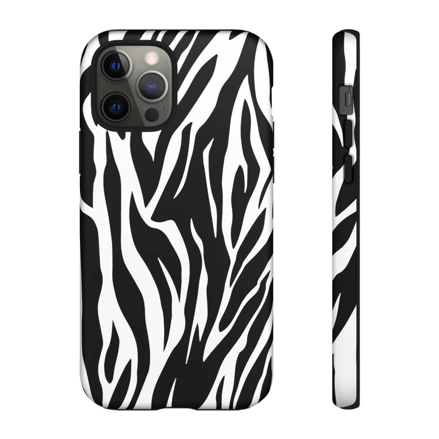 Black White Tiger Print Tough Case Cover for iPhone Samsung and Google phones., Phone Case, JSCHAFFA.com