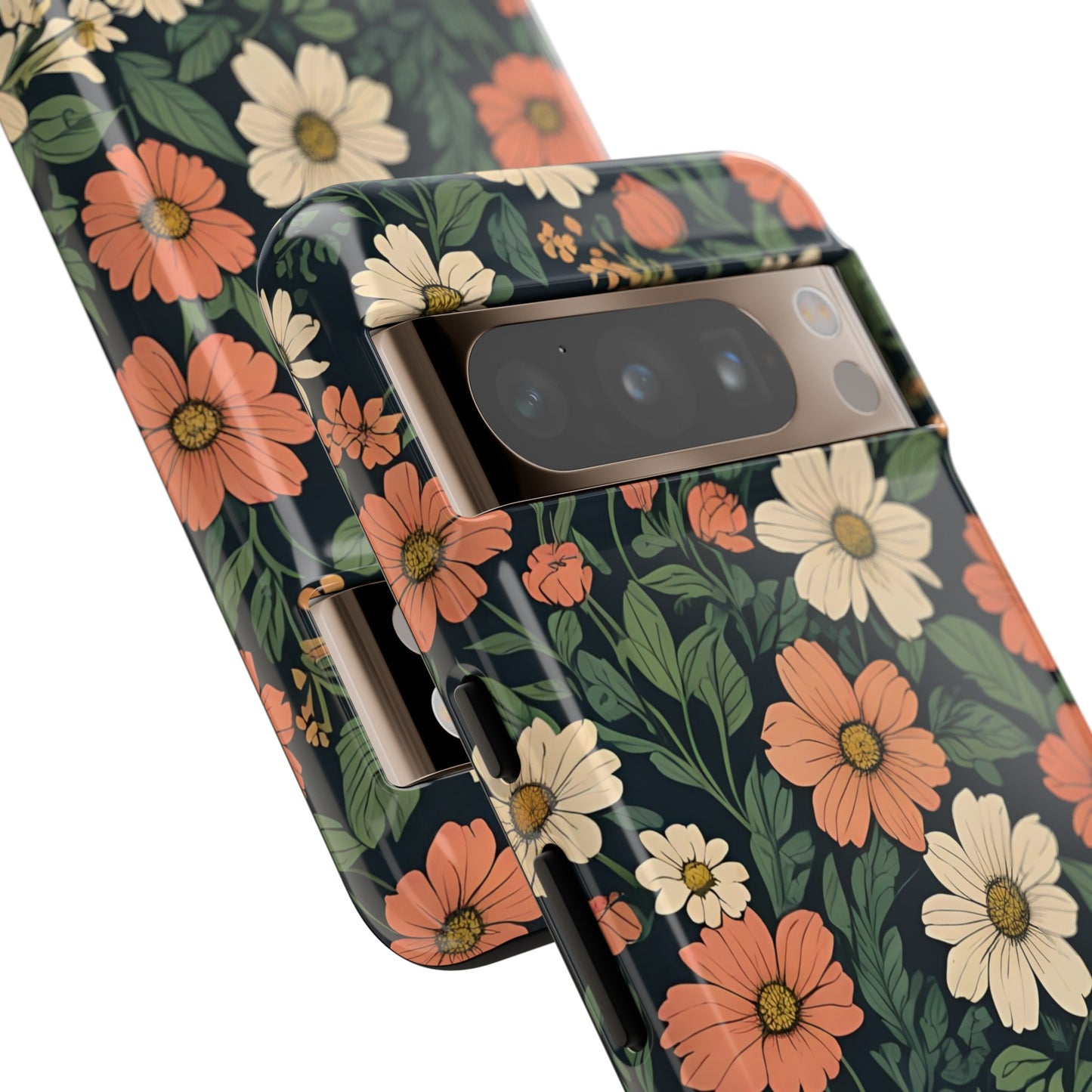 Orange & White Floral Phone Case - Elegant Protection for iPhone, Samsung, and Google Phones, Phone Case, JSCHAFFA.com