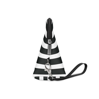 Black and White Stripe Makeup Travel Bag with Removable Strap - JSCHAFFA.com