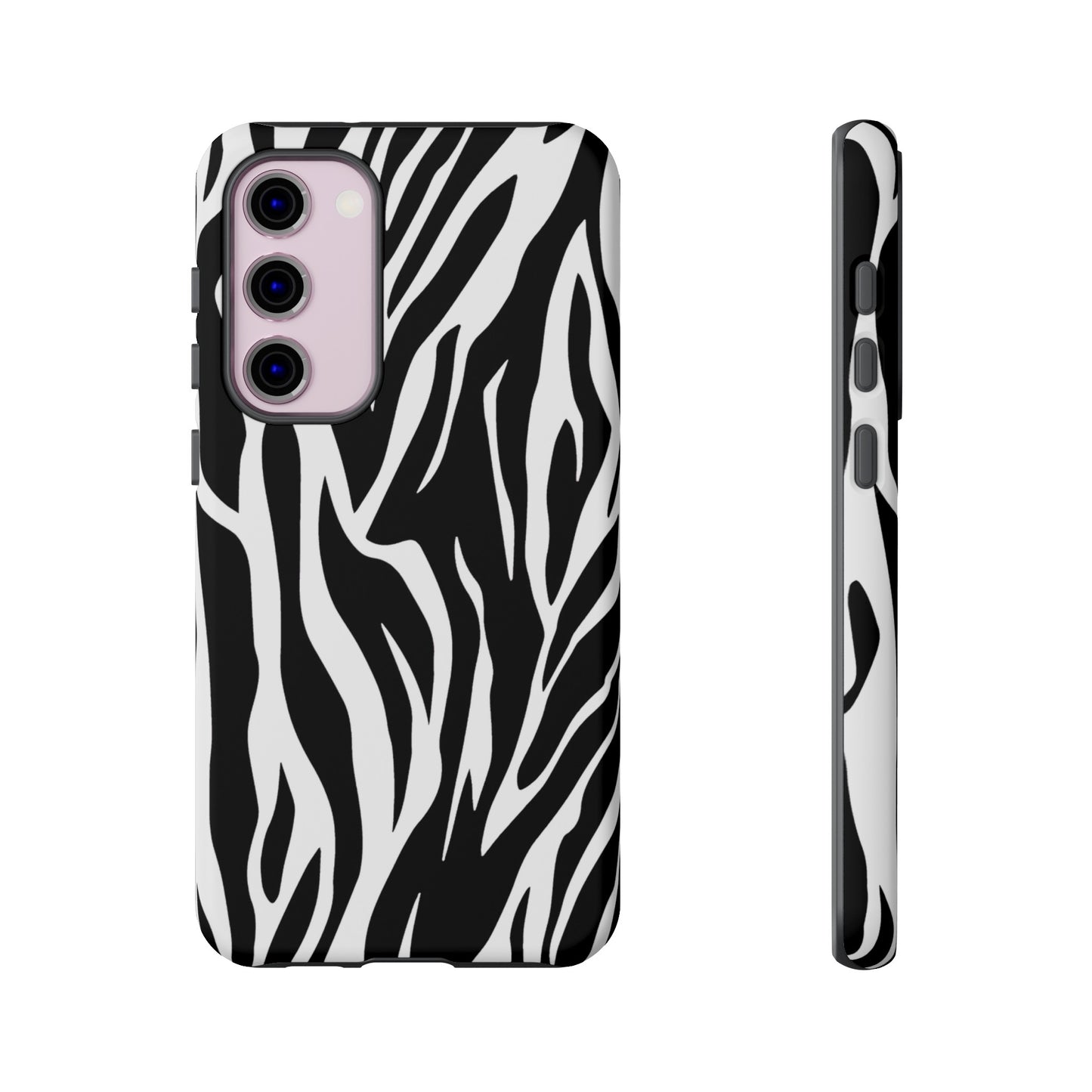 Black White Tiger Print Tough Case Cover for iPhone Samsung and Google phones., Phone Case, JSCHAFFA.com