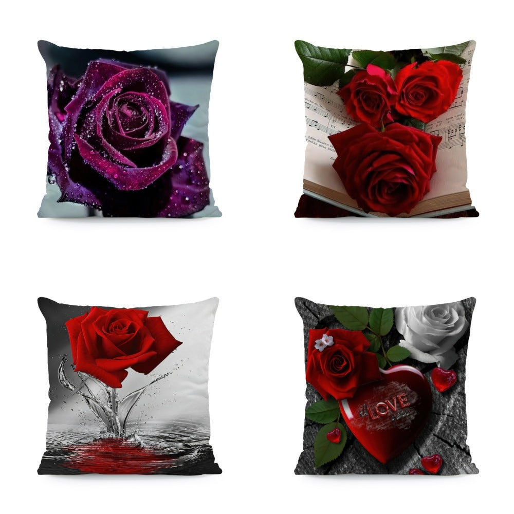 Red Roses Love Super Soft Square Pillow and Cover with Flower Print JSCHAFFA