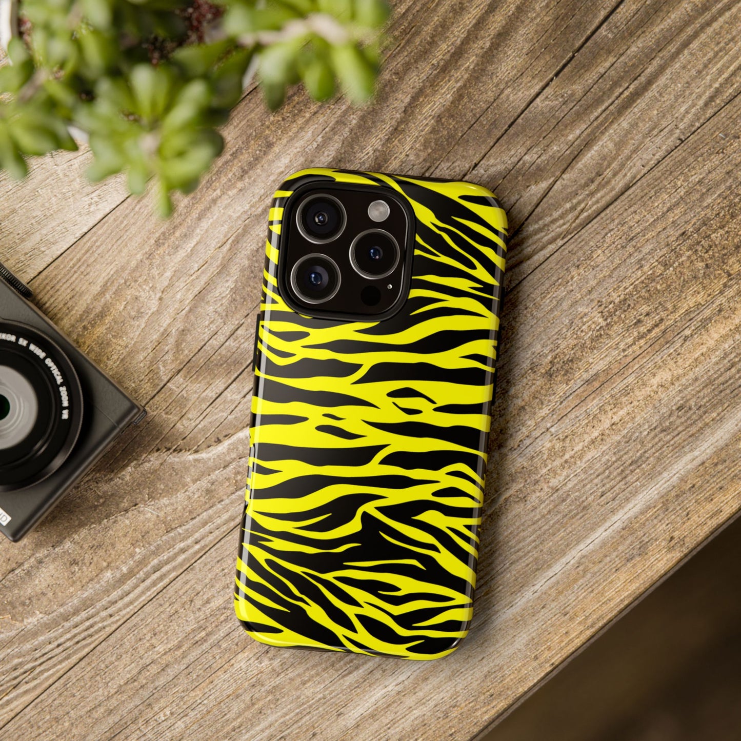 Yellow Cute Wild Tiger Print Pattern Tough Phone Case