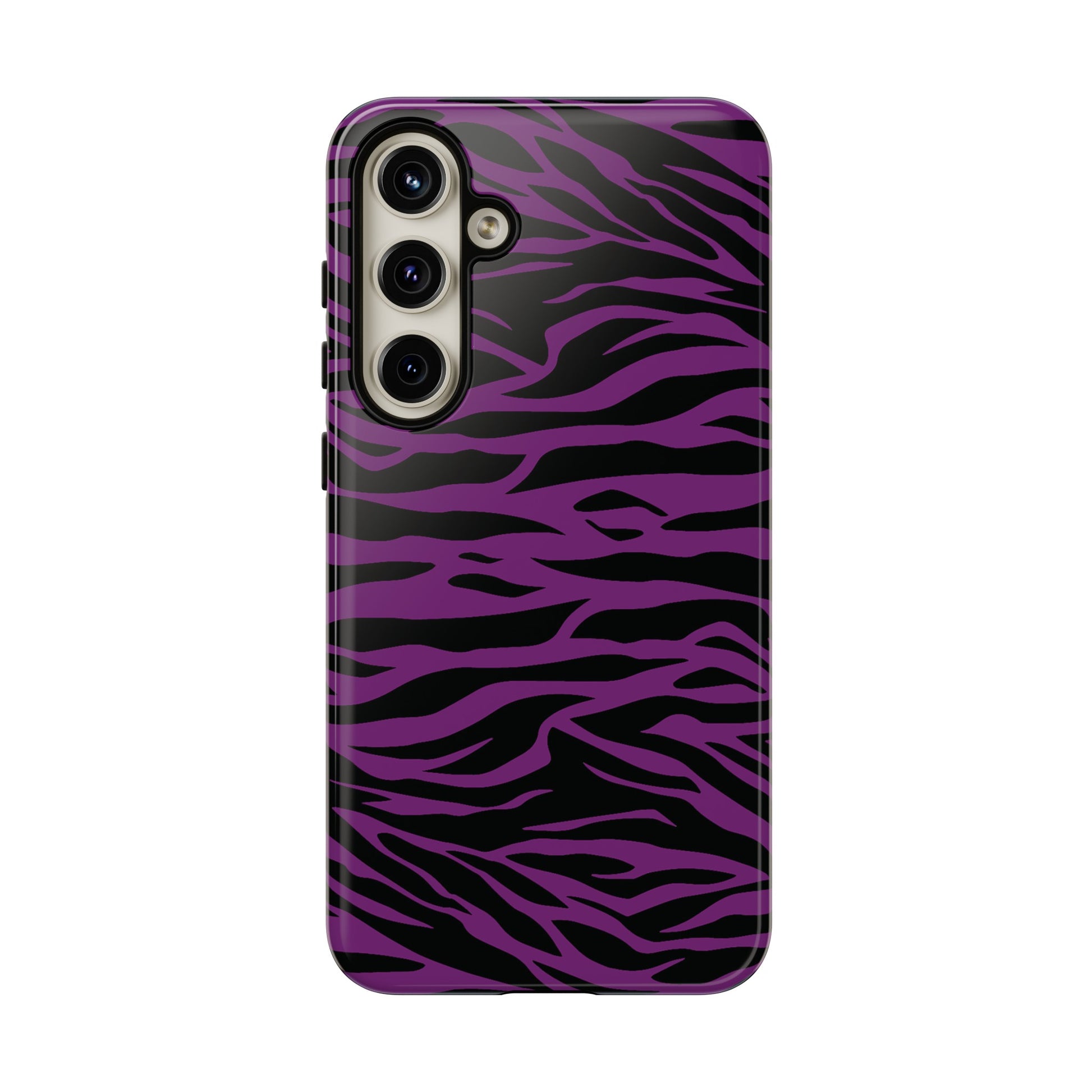 Purple Black Tiger print tough phone case, Phone Case, JSCHAFFA.com