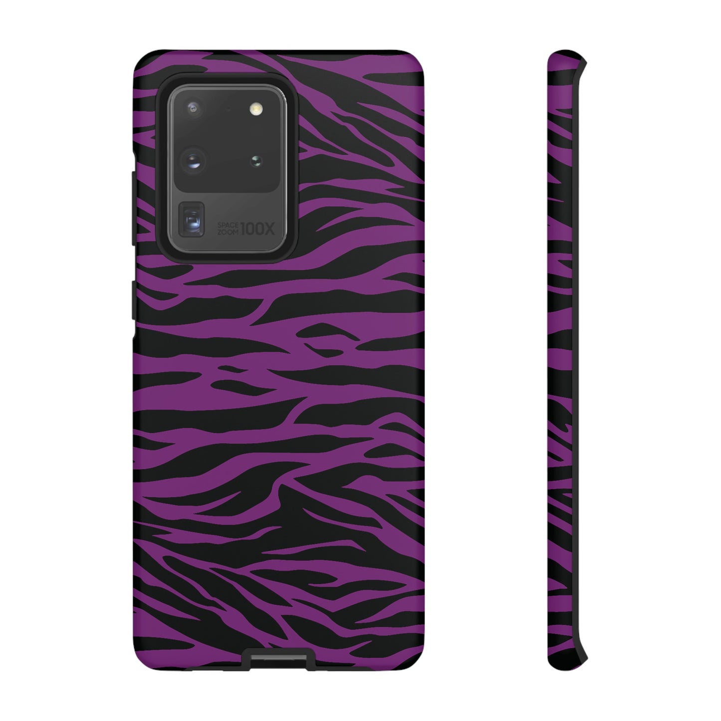 Purple Black Tiger print tough phone case, Phone Case, JSCHAFFA.com