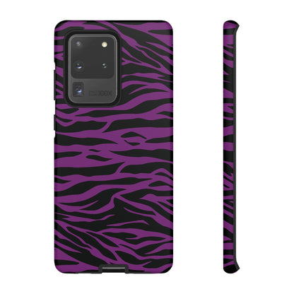 Purple Black Tiger print tough phone case, Phone Case, JSCHAFFA.com