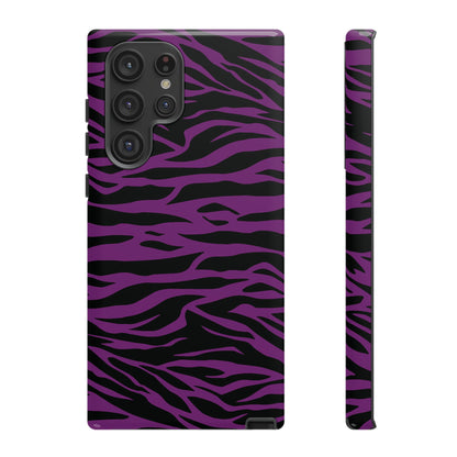 Purple Black Tiger print tough phone case