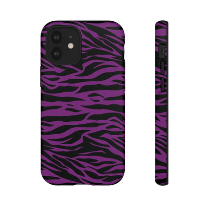 Purple Black Tiger print tough phone case, Phone Case, JSCHAFFA.com