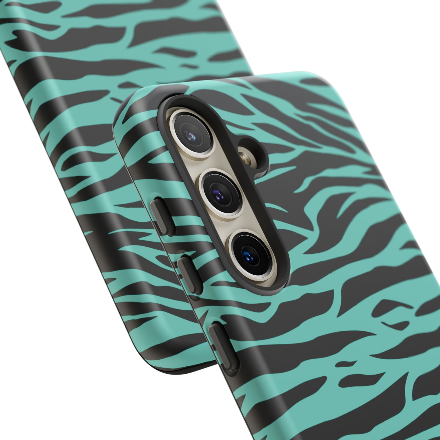 Aqua Cute Wild Tiger Print Pattern Tough Phone Case, Phone Case, JSCHAFFA.com