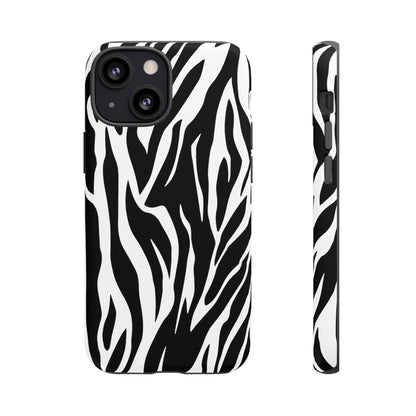 Black White Tiger Print Tough Case Cover for iPhone Samsung and Google phones., Phone Case, JSCHAFFA.com