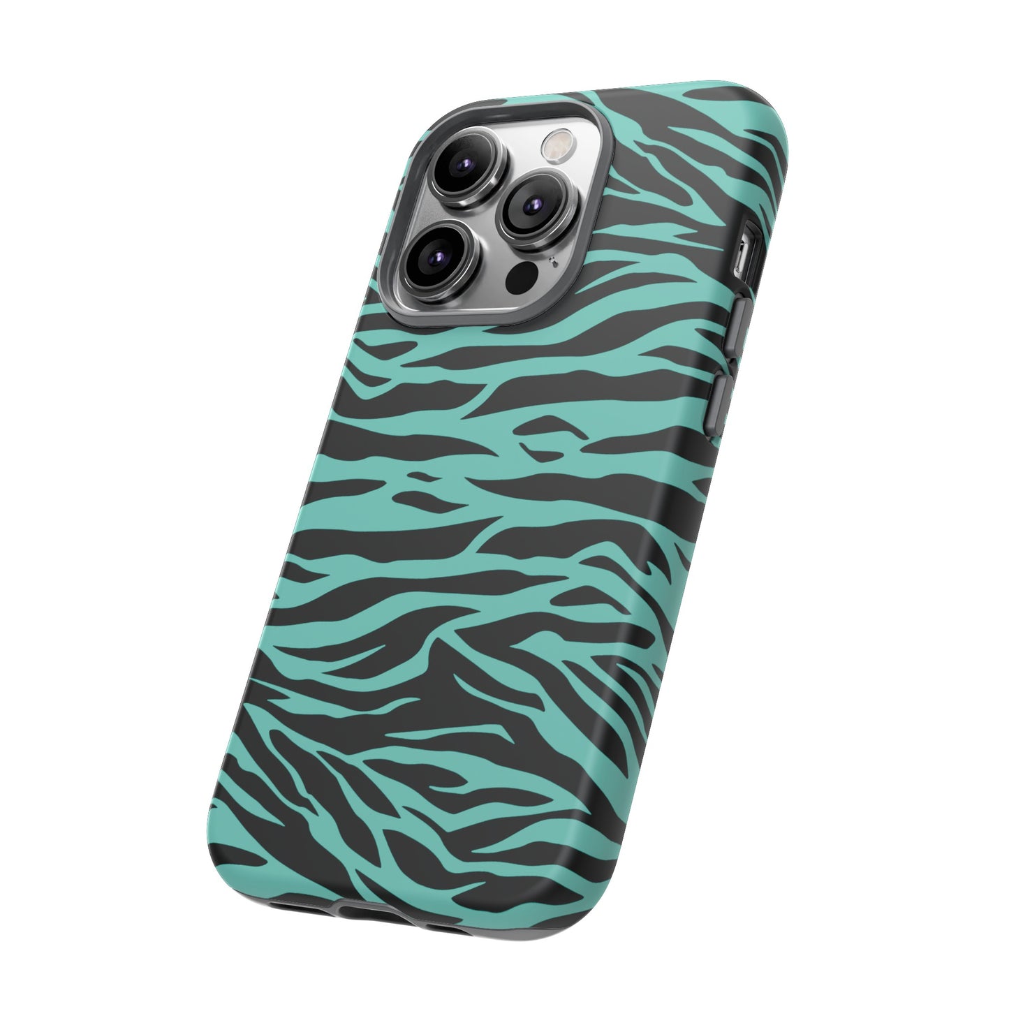 Aqua Cute Wild Tiger Print Pattern Tough Phone Case, Phone Case, JSCHAFFA.com