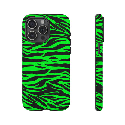 Green Cute Wild Tiger Print Pattern Tough Phone Case, Phone Case, JSCHAFFA.com