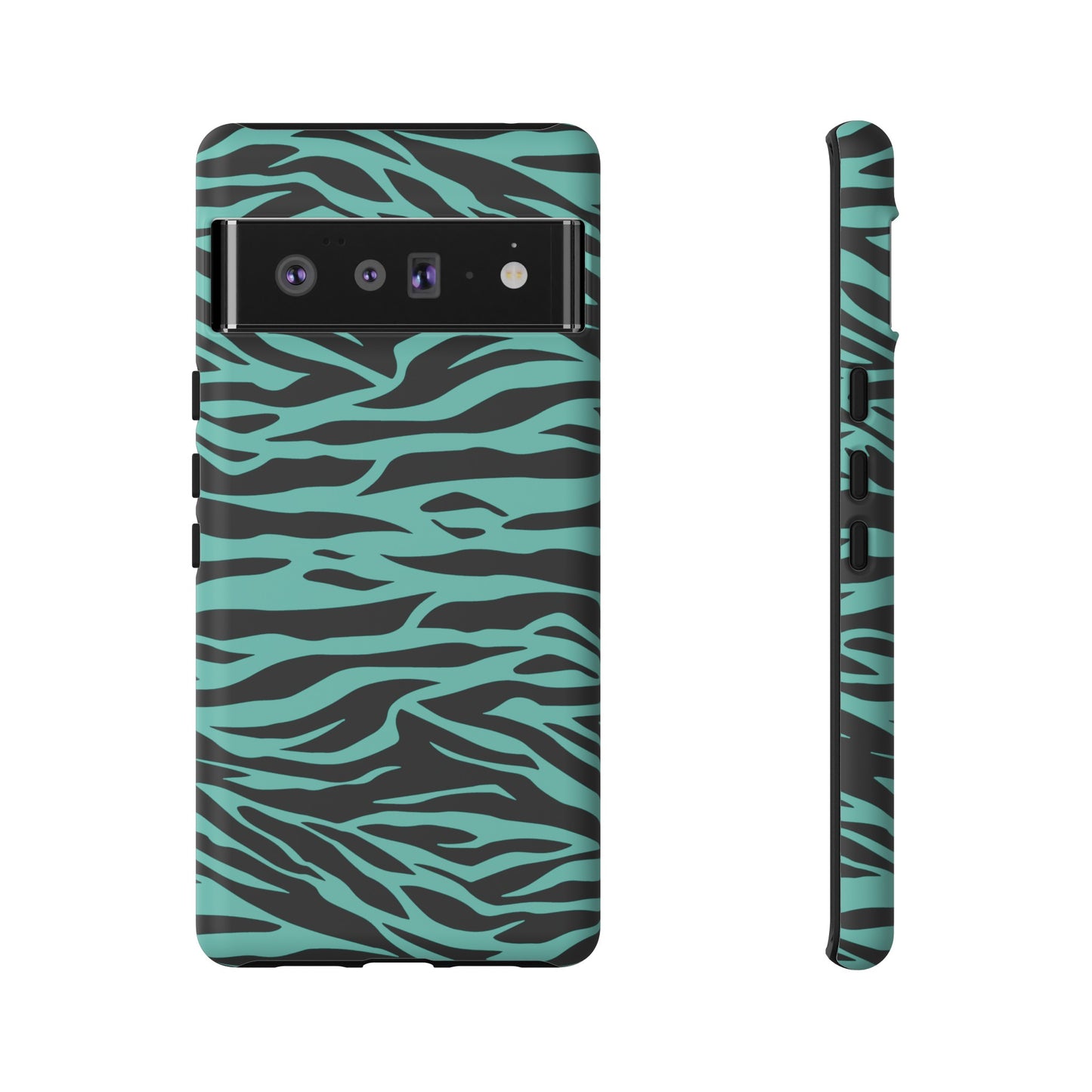 Aqua Cute Wild Tiger Print Pattern Tough Phone Case, Phone Case, JSCHAFFA.com