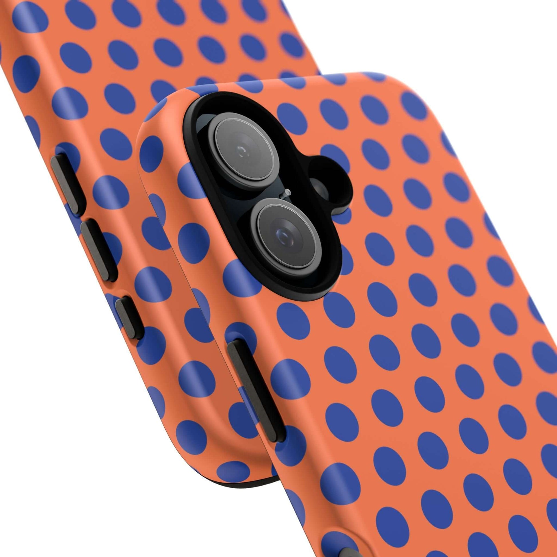 Orange & Blue Polkadot Tough Phone Case for iPhone, Samsung, and Google Phones