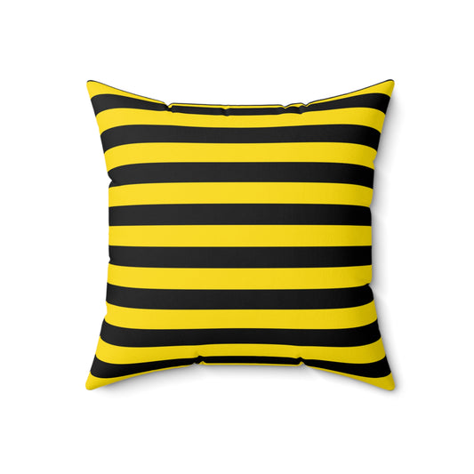 Black and Yellow Striped Bee Colour Pillow | Square Decorative Throw Pillow
