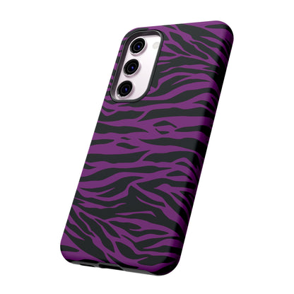 Purple Black Tiger print tough phone case, Phone Case, JSCHAFFA.com