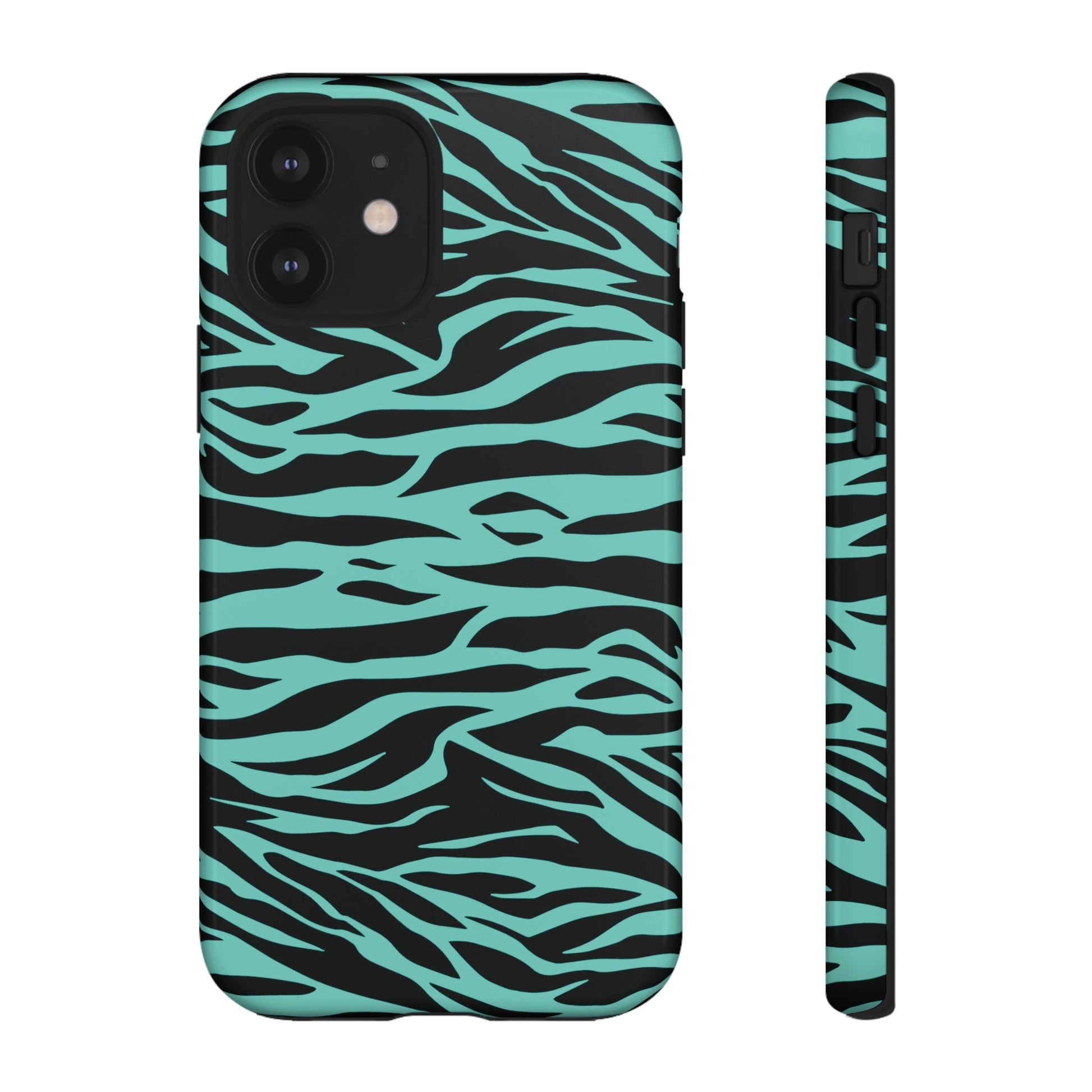 Aqua Cute Wild Tiger Print Pattern Tough Phone Case, Phone Case, JSCHAFFA.com