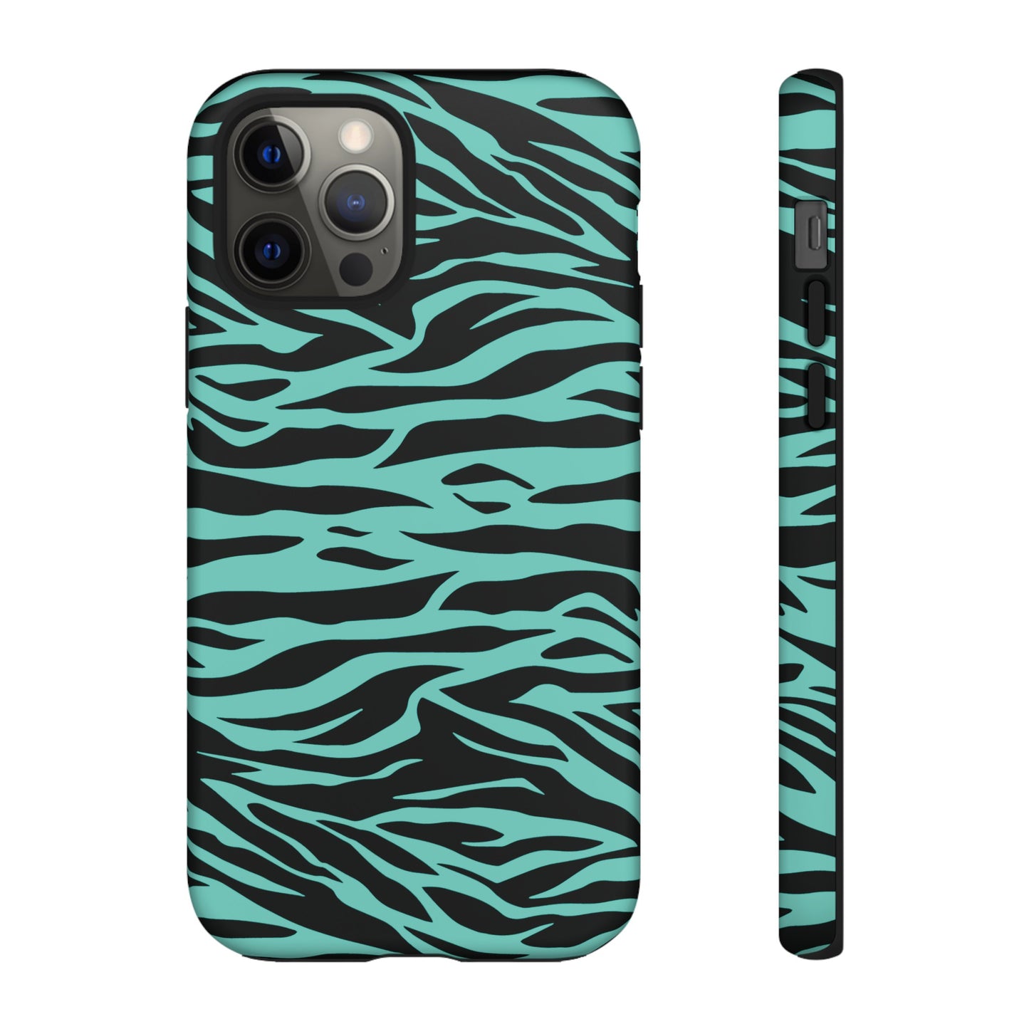 Aqua Cute Wild Tiger Print Pattern Tough Phone Case, Phone Case, JSCHAFFA.com