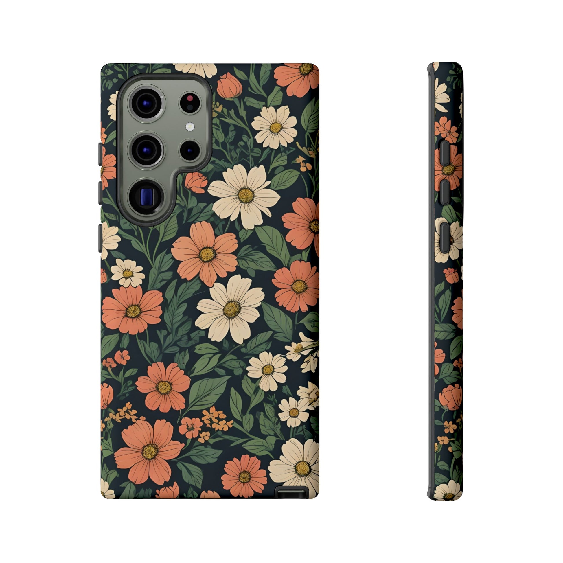 Orange & White Floral Phone Case - Elegant Protection for iPhone, Samsung, and Google Phones, Phone Case, JSCHAFFA.com