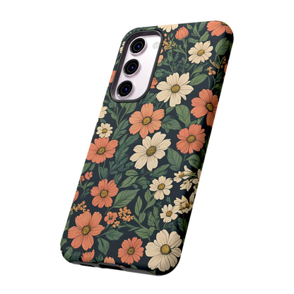 Orange & White Floral Phone Case - Elegant Protection for iPhone, Samsung, and Google Phones, Phone Case, JSCHAFFA.com