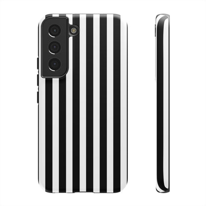 Black White Horizontal Stripe Phone Case Cover, iPhone, Samsung Galaxy S24, and Google Pixel Phones