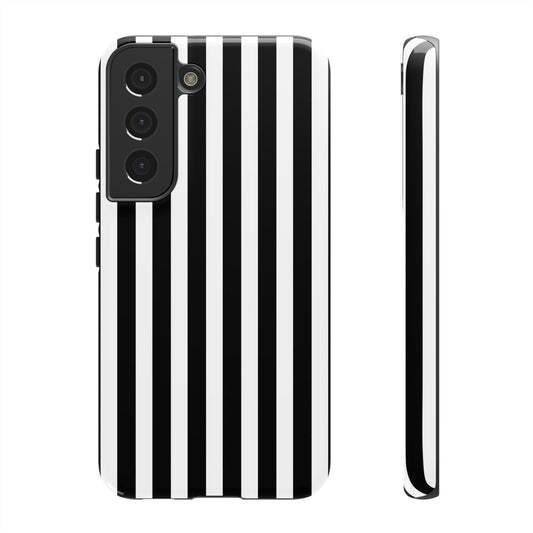 Black White Horizontal Stripe Phone Case Cover, iPhone, Samsung Galaxy S24, and Google Pixel Phones