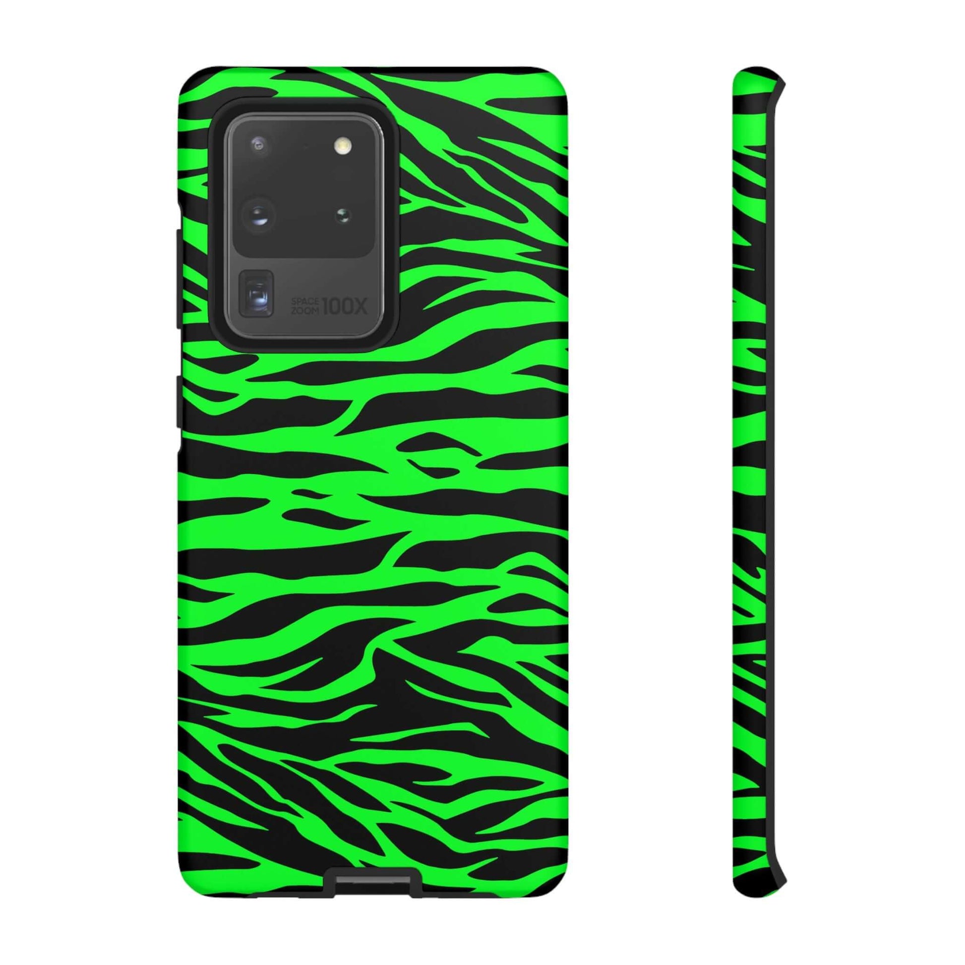 Green Cute Wild Tiger Print Pattern Tough Phone Case, Phone Case, JSCHAFFA.com