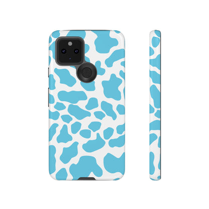 Blue Cow print phone case iPhone Samsung Google, Phone Case, JSCHAFFA.com