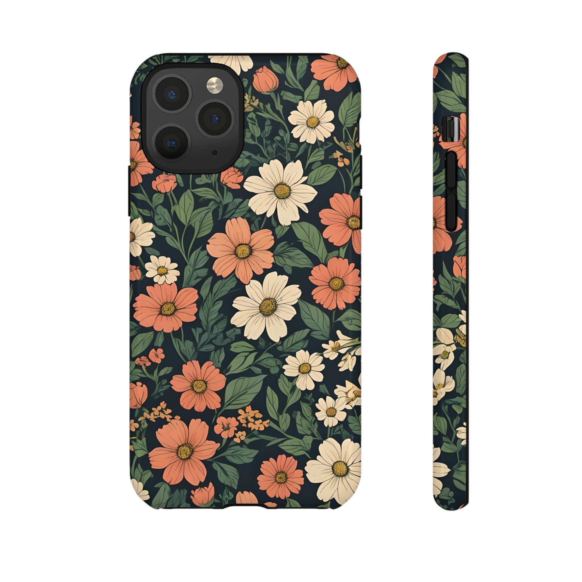 Orange & White Floral Phone Case - Elegant Protection for iPhone, Samsung, and Google Phones, Phone Case, JSCHAFFA.com