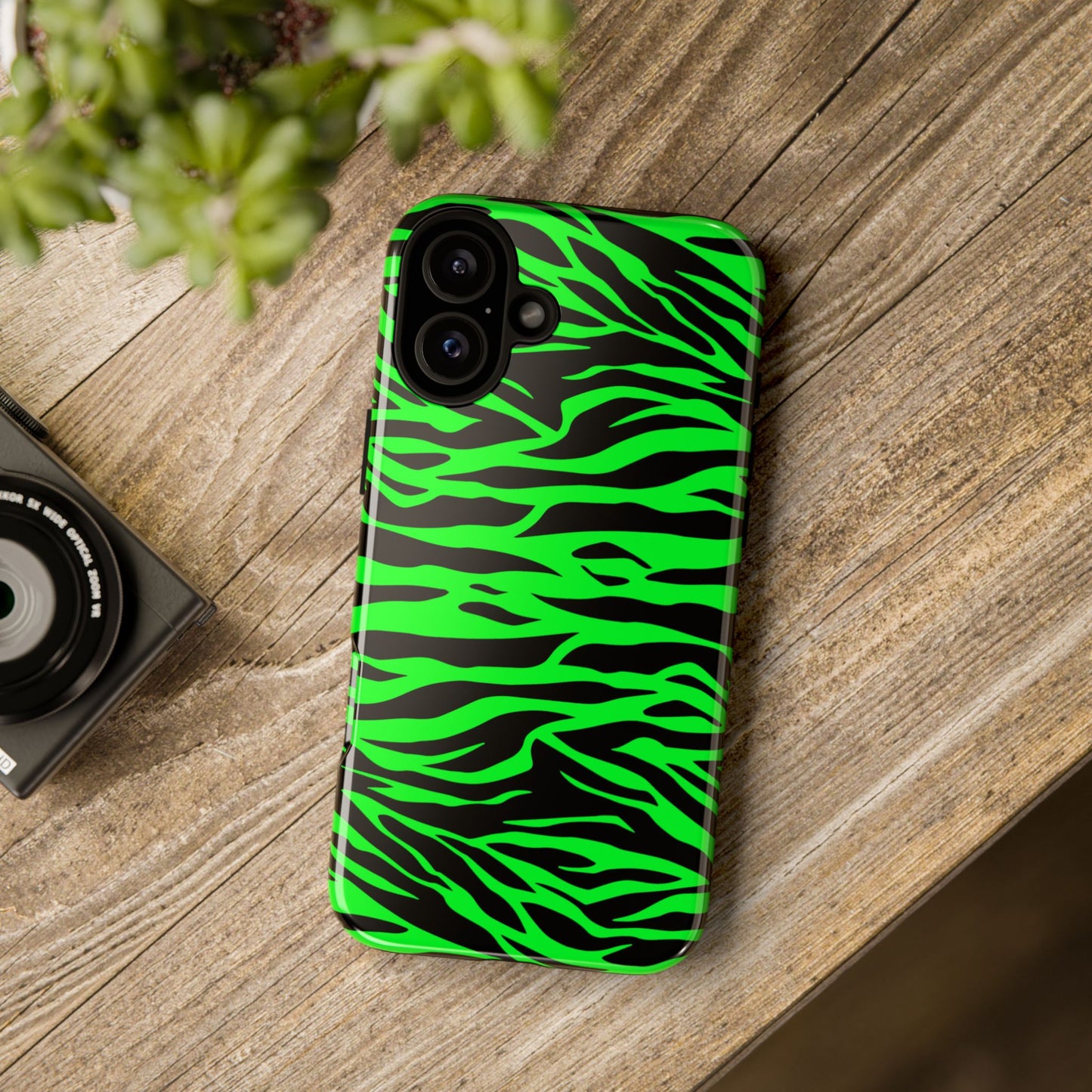 Green Cute Wild Tiger Print Pattern Tough Phone Case