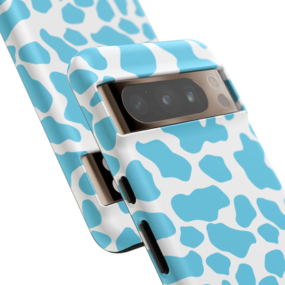 Blue Cow print phone case iPhone Samsung Google, Phone Case, JSCHAFFA.com