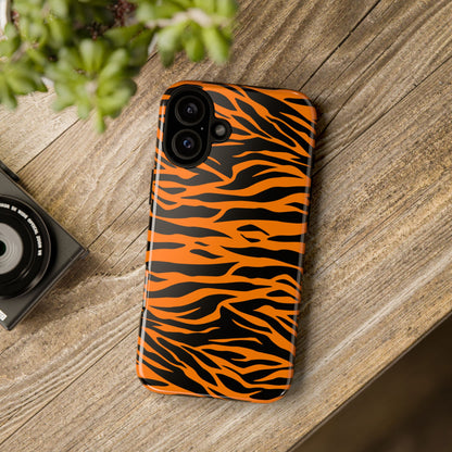 Orange Cute Wild Tiger Print Pattern Tough Phone Case.