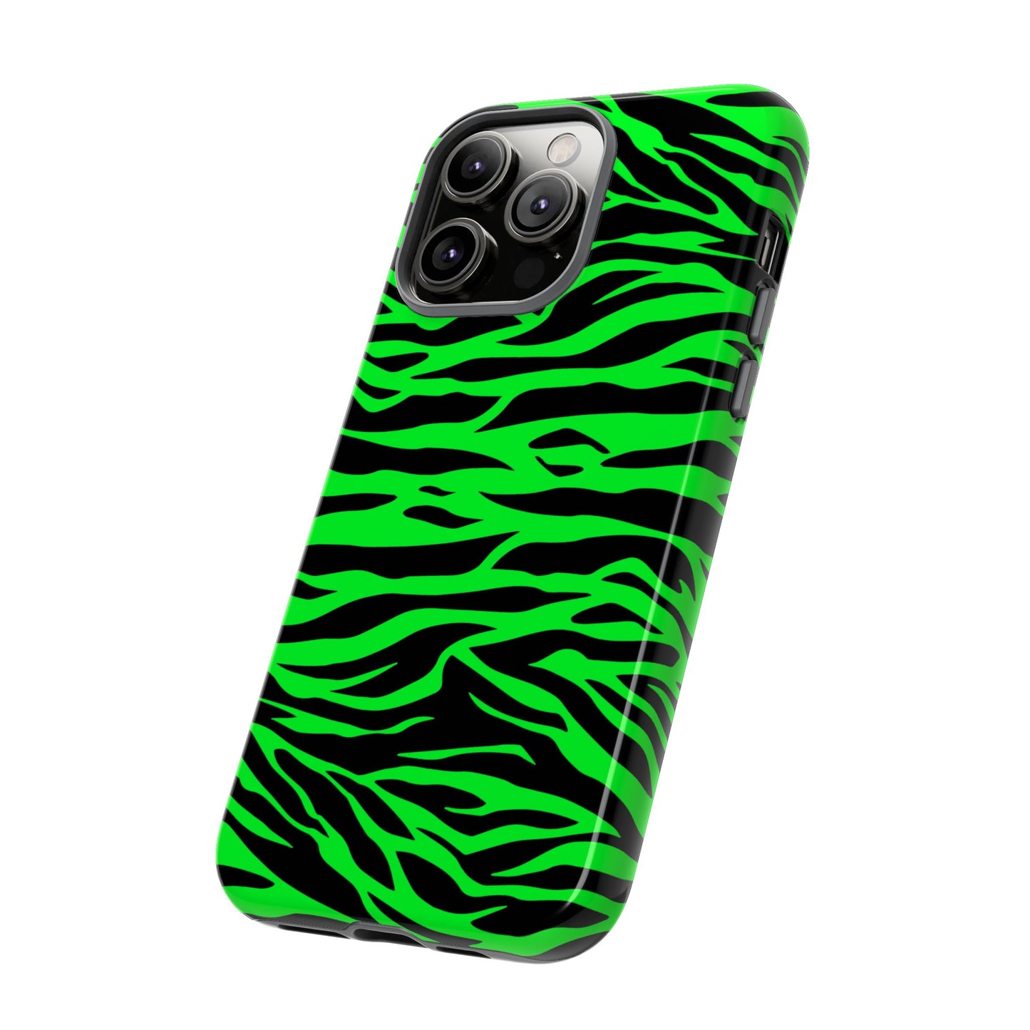 Green Cute Wild Tiger Print Pattern Tough Phone Case, Phone Case, JSCHAFFA.com