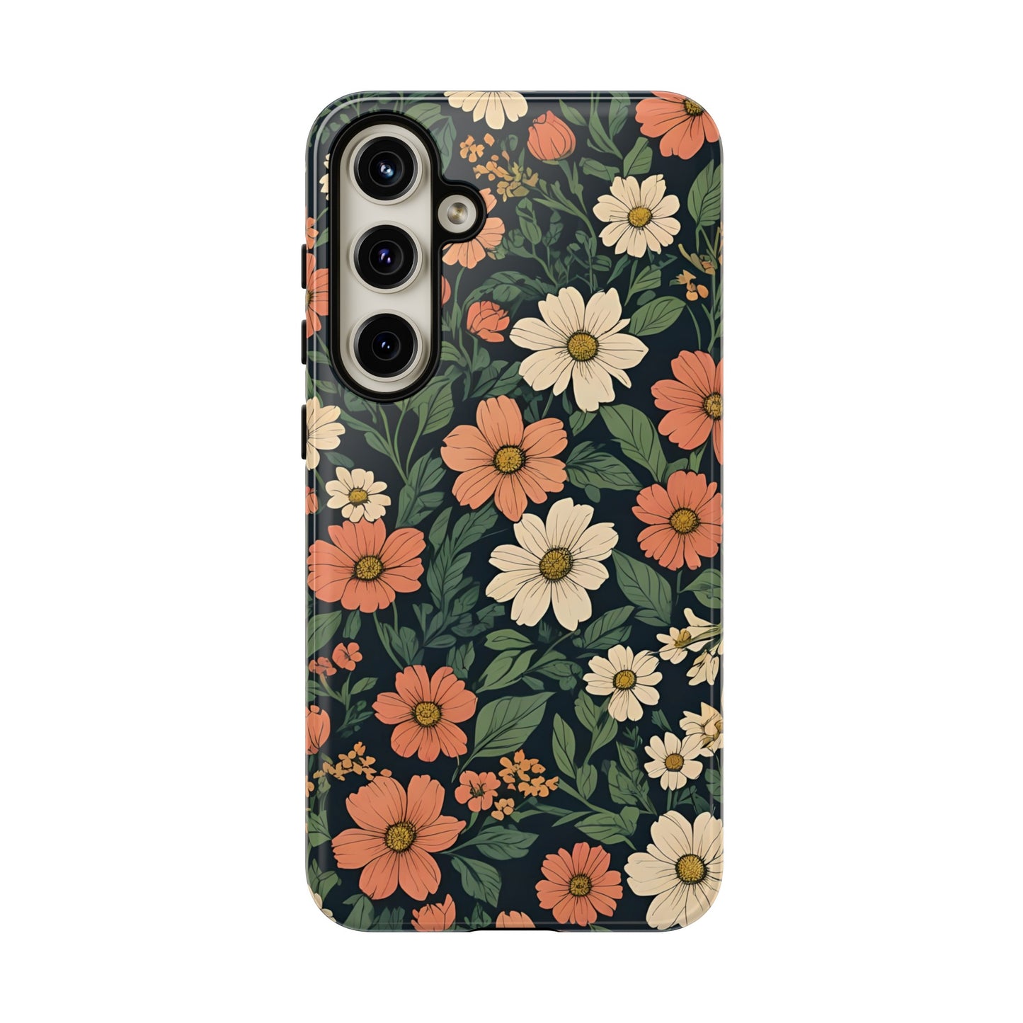 Orange & White Floral Phone Case - Elegant Protection for iPhone, Samsung, and Google Phones, Phone Case, JSCHAFFA.com