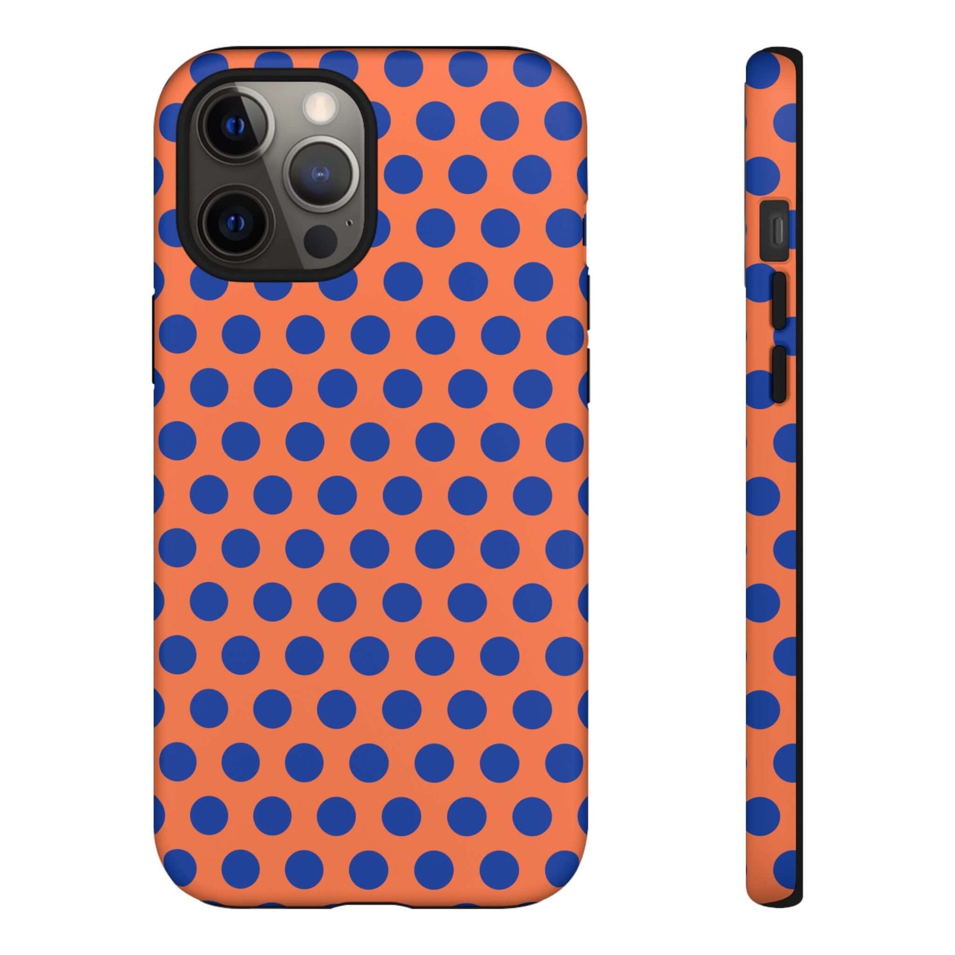 Orange & Blue Polkadot Tough Phone Case for iPhone, Samsung, and Google Phones