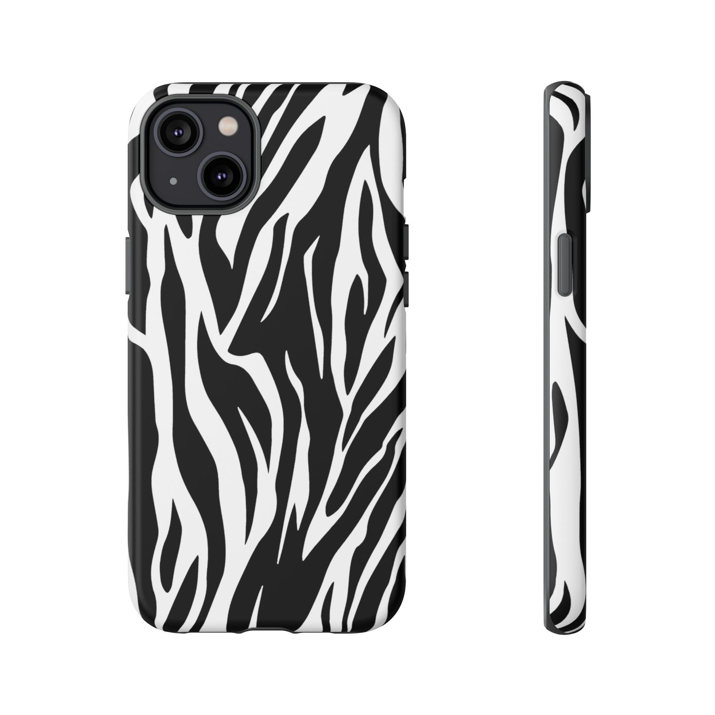 Black White Tiger Print Tough Case Cover for iPhone Samsung and Google phones., Phone Case, JSCHAFFA.com