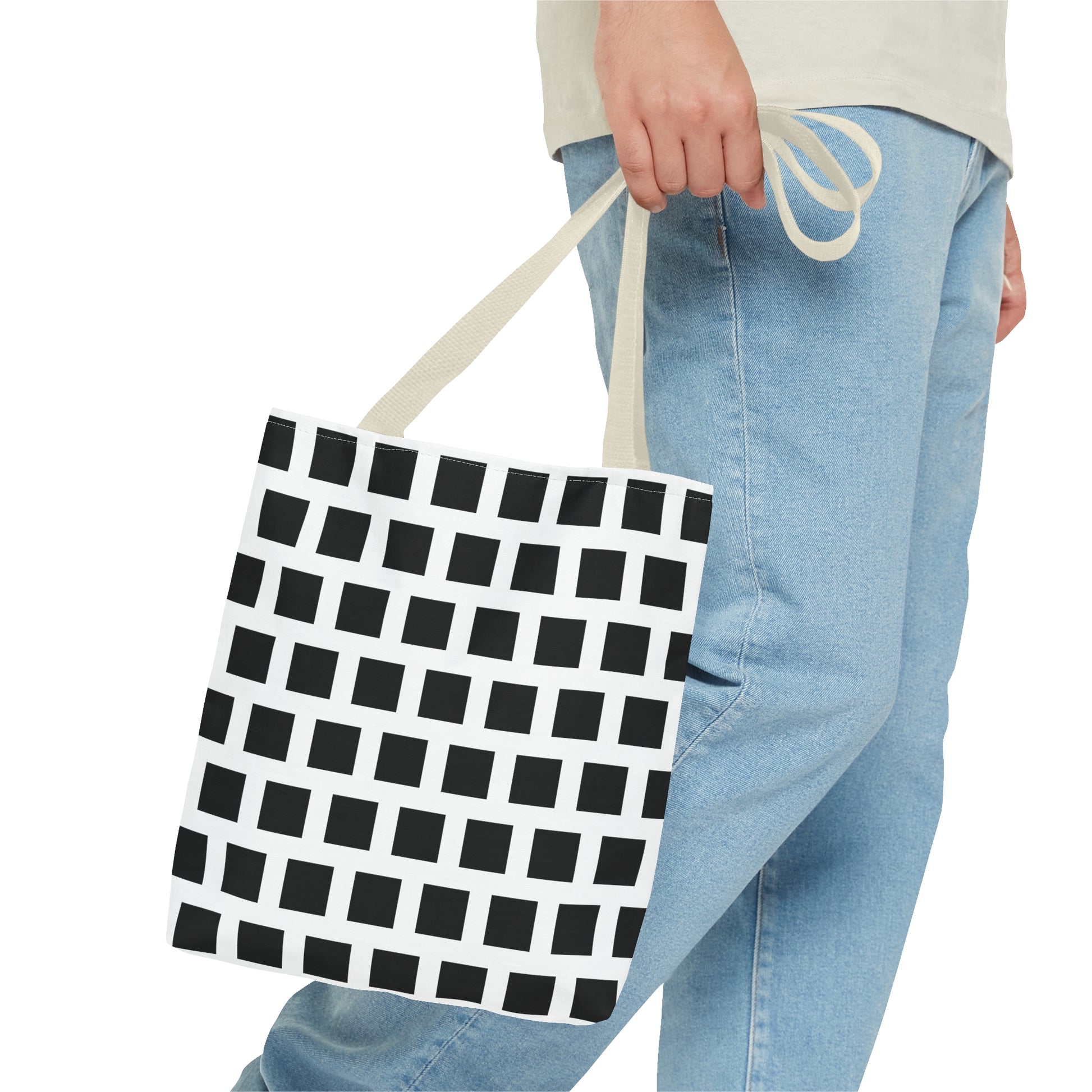 Tote Bag Black Square Pattern Shoulder Bag Versatile and Durable Bags JSCHAFFA.com