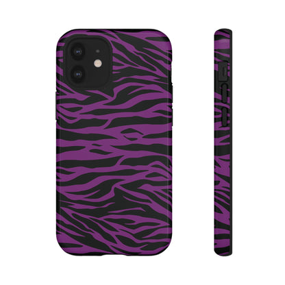 Purple Black Tiger print tough phone case