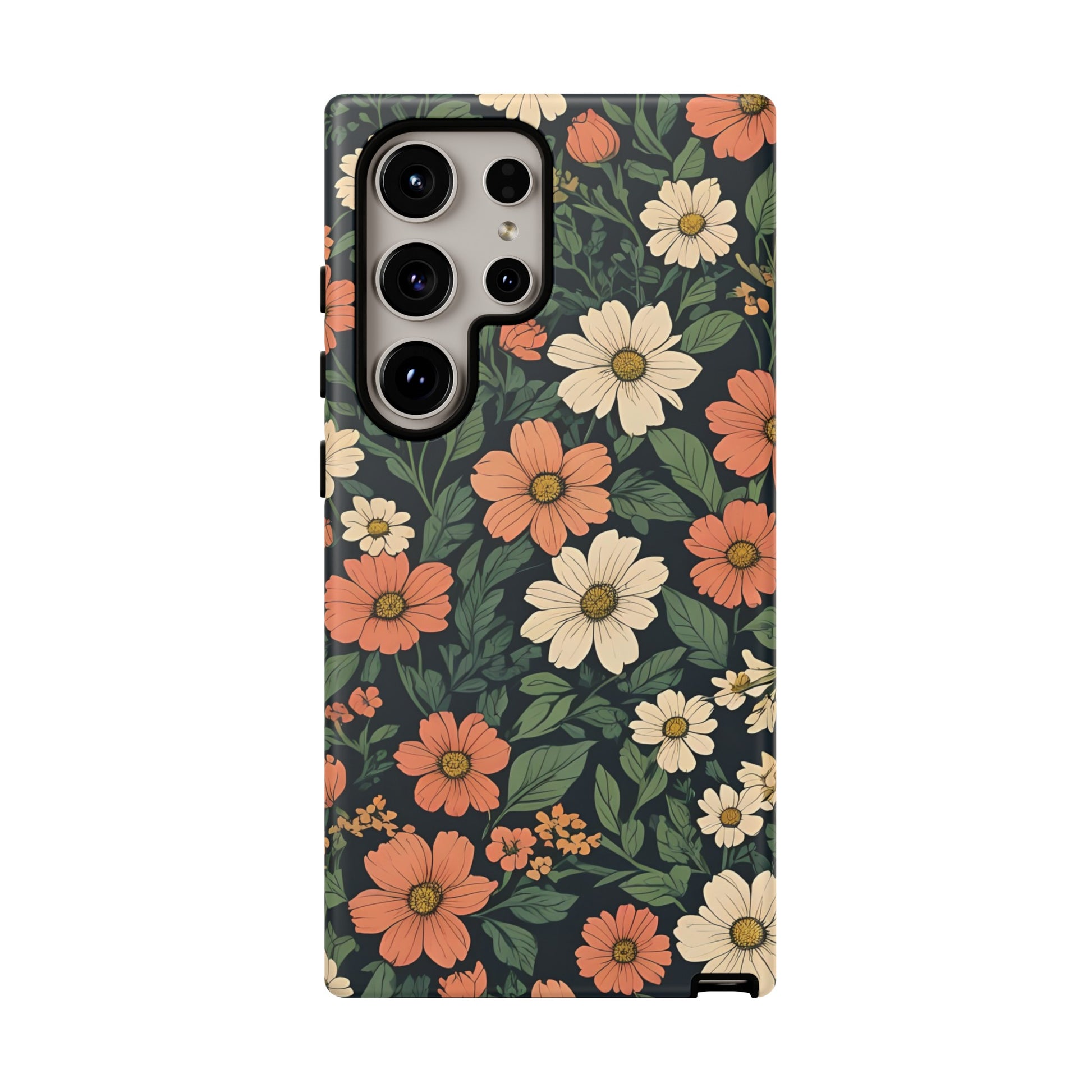 Orange & White Floral Phone Case - Elegant Protection for iPhone, Samsung, and Google Phones, Phone Case, JSCHAFFA.com