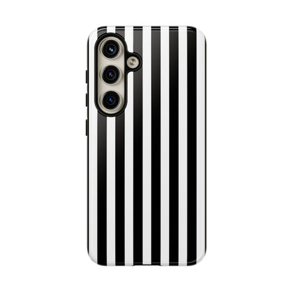 Black White Horizontal Stripe Phone Case Cover, iPhone, Samsung Galaxy S24, and Google Pixel Phones