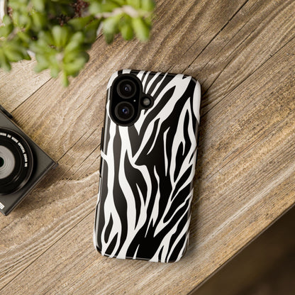 Black White Tiger Print Tough Case Cover for iPhone Samsung and Google phones.